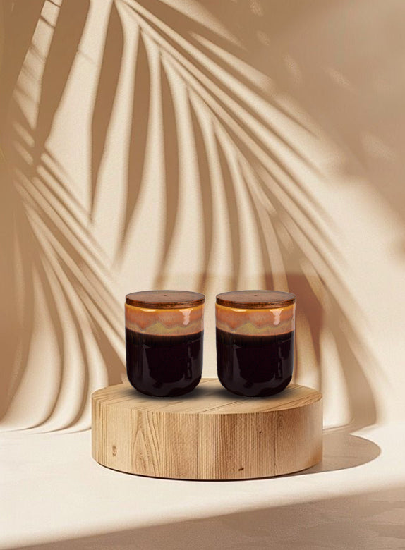 Aurora Glaze Jar with Wooden Lid Set