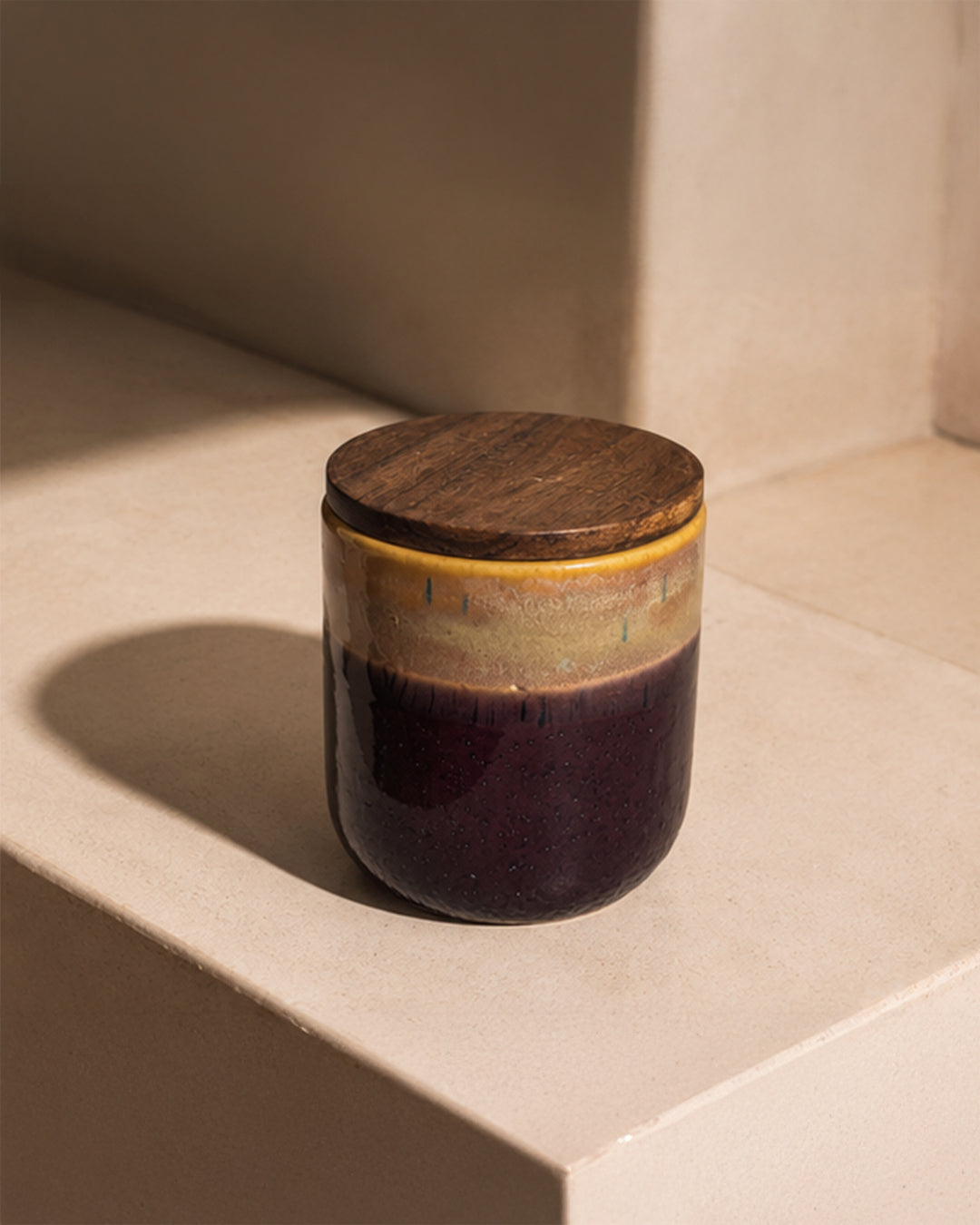 Aurora Glaze Jar with Wooden Lid Set