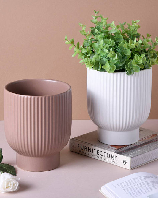 Ribbed Pedestal Planters